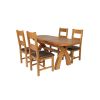 Country Oak 180cm Extending Cross Leg Oval Table and 4 Chester Brown Leather Chairs - 2