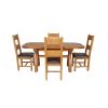 Country Oak 180cm Extending Cross Leg Oval Table and 4 Chester Brown Leather Chairs - 7