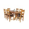 Country Oak 180cm Extending Cross Leg Oval Table and 6 Chester Brown Leather Chairs - 2