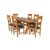 Country Oak 180cm Extending Cross Leg Oval Table and 6 Chester Brown Leather Chairs - 3