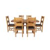 Country Oak 180cm Extending Cross Leg Oval Table and 6 Chester Brown Leather Chairs - 4