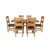 Country Oak 180cm Extending Cross Leg Oval Table and 6 Chester Brown Leather Chairs - 4