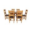 Country Oak 180cm Extending Cross Leg Oval Table and 6 Chester Brown Leather Chairs - 5