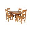 Country Oak 180cm Extending Cross Leg Oval Table and 4 Chester Timber Seat Chairs - 3