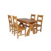 Country Oak 180cm Extending Cross Leg Oval Table and 4 Chester Timber Seat Chairs - 7