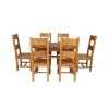 Country Oak 180cm Extending Cross Leg Oval Table and 6 Chester Timber Seat Chairs - 3
