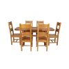 Country Oak 180cm Extending Cross Leg Oval Table and 6 Chester Timber Seat Chairs - 5