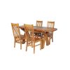 Country Oak 180cm Extending Cross Leg Oval Table and 4 Chelsea Timber Seat Chairs - 2