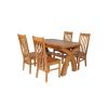 Country Oak 180cm Extending Cross Leg Oval Table and 4 Chelsea Timber Seat Chairs - 3