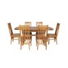 Country Oak 180cm Extending Cross Leg Oval Table and 6 Chelsea Timber Seat Chairs - 3