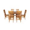 Country Oak 180cm Extending Cross Leg Oval Table and 6 Chelsea Timber Seat Chairs - 6