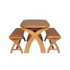 Country Oak 180cm Extending Cross Leg Oval Table and 2 x 120cm Cross Leg Bench Set - 3