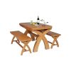 Country Oak 180cm Extending Cross Leg Oval Table and 2 x 120cm Cross Leg Bench Set - 4