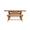 Country Oak 180cm Extending Cross Leg Oval Table and 2 x 120cm Cross Leg Bench Set - 5