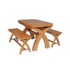 Country Oak 180cm Extending Cross Leg Oval Table and 2 x 120cm Cross Leg Bench Set - 9