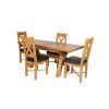 Country Oak 180cm Extending Cross Leg Table and 4 Grasmere Brown Leather Chairs - SPRING SALE - 2