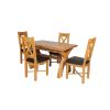 Country Oak 180cm Extending Cross Leg Table and 4 Grasmere Brown Leather Chairs - SPRING SALE - 3