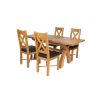 Country Oak 180cm Extending Cross Leg Table and 4 Grasmere Brown Leather Chairs - SPRING SALE - 4