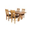 Country Oak 180cm Extending Cross Leg Table and 4 Grasmere Brown Leather Chairs - SPRING SALE - 4