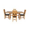 Country Oak 180cm Extending Cross Leg Table and 4 Grasmere Brown Leather Chairs - SPRING SALE - 5