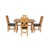 Country Oak 180cm Extending Cross Leg Table and 4 Grasmere Brown Leather Chairs - SPRING SALE - 6
