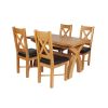 Country Oak 180cm Extending Cross Leg Table and 4 Grasmere Brown Leather Chairs - SPRING SALE - 7