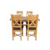 Country Oak 180cm Extending Cross Leg Table and 4 Grasmere Brown Leather Chairs - SPRING SALE - 9