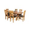 Country Oak 180cm Extending X Leg Table and 6 Grasmere Brown Leather Chairs Set - SPRING SALE - 2
