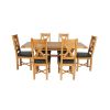 Country Oak 180cm Extending X Leg Table and 6 Grasmere Brown Leather Chairs Set - SPRING SALE - 4