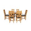 Country Oak 180cm Extending X Leg Table and 6 Grasmere Brown Leather Chairs Set - SPRING SALE - 5