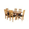 Country Oak 180cm Extending X Leg Table and 6 Grasmere Brown Leather Chairs Set - SPRING SALE - 6