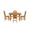Country Oak 180cm Extending Cross Leg Square Table and 4 Grasmere Timber Seat Chairs - 5