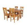 Country Oak 180cm Extending Cross Leg Square Table and 4 Grasmere Timber Seat Chairs - 6