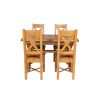 Country Oak 180cm Extending Cross Leg Square Table and 4 Grasmere Timber Seat Chairs - 9