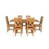 Country Oak 180cm Extending Cross Leg Square Table and 6 Grasmere Timber Seat Chairs - 4