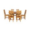 Country Oak 180cm Extending Cross Leg Square Table and 6 Grasmere Timber Seat Chairs - 5