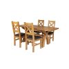 Country Oak 180cm Extending Cross Leg Square Table and 4 Windermere Brown Leather Chairs - 2