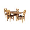 Country Oak 180cm Extending Cross Leg Square Table and 4 Windermere Brown Leather Chairs - 3