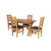 Country Oak 180cm Extending Cross Leg Square Table and 4 Windermere Brown Leather Chairs - 4