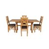 Country Oak 180cm Extending Cross Leg Square Table and 4 Windermere Brown Leather Chairs - 5