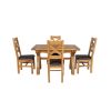 Country Oak 180cm Extending Cross Leg Square Table and 4 Windermere Brown Leather Chairs - 6