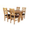 Country Oak 180cm Extending Cross Leg Square Table and 4 Windermere Brown Leather Chairs - 7