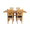 Country Oak 180cm Extending Cross Leg Square Table and 4 Windermere Brown Leather Chairs - 8