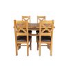 Country Oak 180cm Extending Cross Leg Square Table and 4 Windermere Brown Leather Chairs - 9