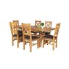 Country Oak 180cm Extending Cross Leg Square Table and 6 Windermere Brown Leather Chairs - SPRING SALE - 2