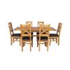 Country Oak 180cm Extending Cross Leg Square Table and 6 Windermere Brown Leather Chairs - SPRING SALE - 4