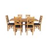 Country Oak 180cm Extending Cross Leg Square Table and 6 Windermere Brown Leather Chairs - SPRING SALE - 4