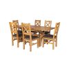 Country Oak 180cm Extending Cross Leg Square Table and 6 Windermere Brown Leather Chairs - SPRING SALE - 6