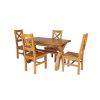 Country Oak 180cm Extending Cross Leg Square Table and 4 Windermere Timber Seat Chairs - 3