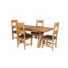 Country Oak 180cm Extending Cross Leg Square Table and 4 Chester Brown Leather Chairs - 2